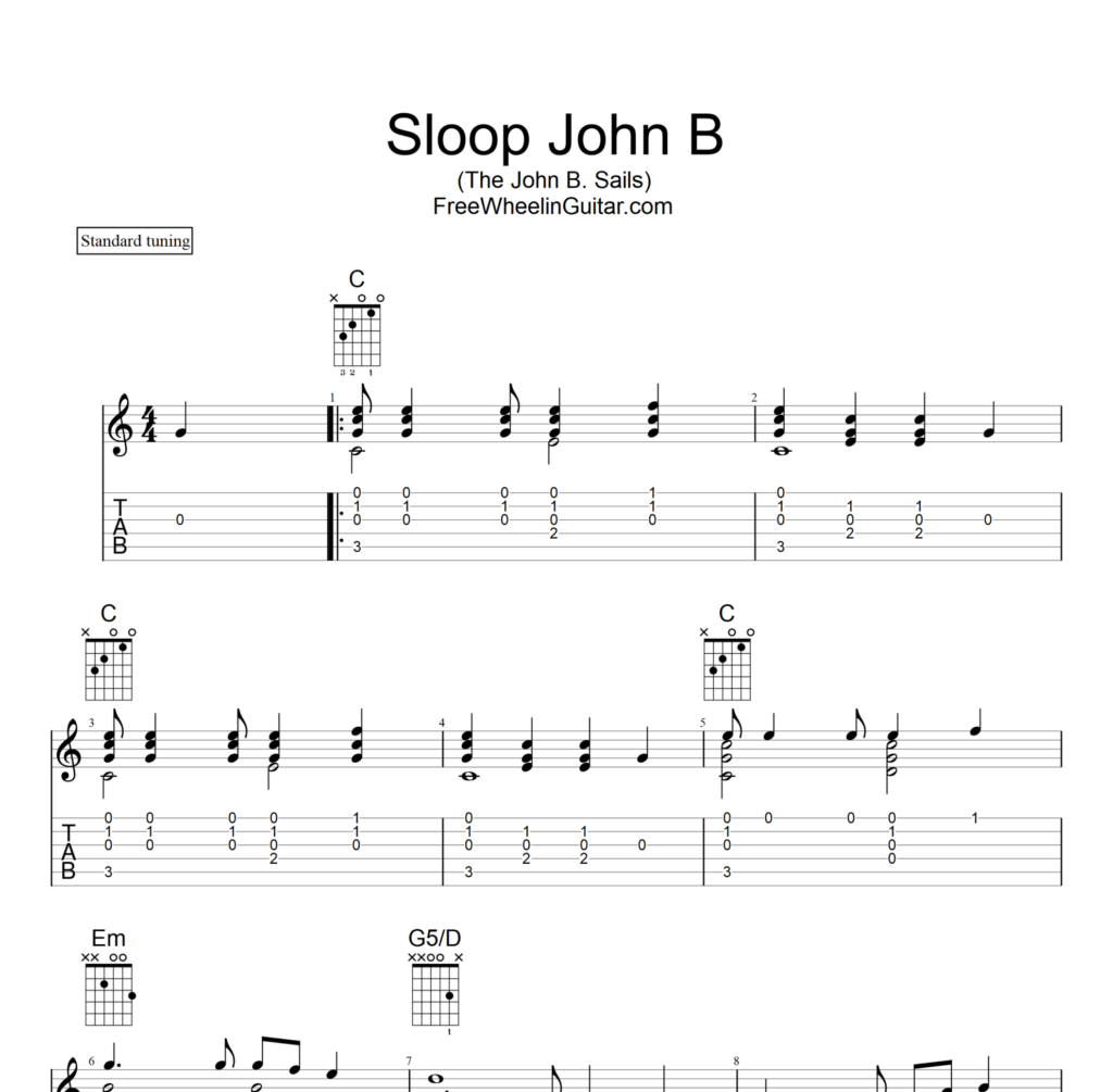 Sloop John B - Solo Guitar Tab