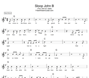 Sloop John B (sheet music in G)