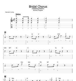 Here Comes the Bride- Guitar Tab with Chords