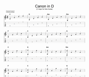 Canon in D Fingerstyle Guitar Tab